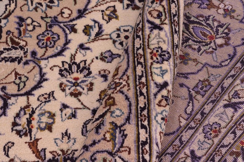 Elegant Hand-Knotted Wool Rug – 8'2" x 11'6" Ivory & Blue With Medallion gallery