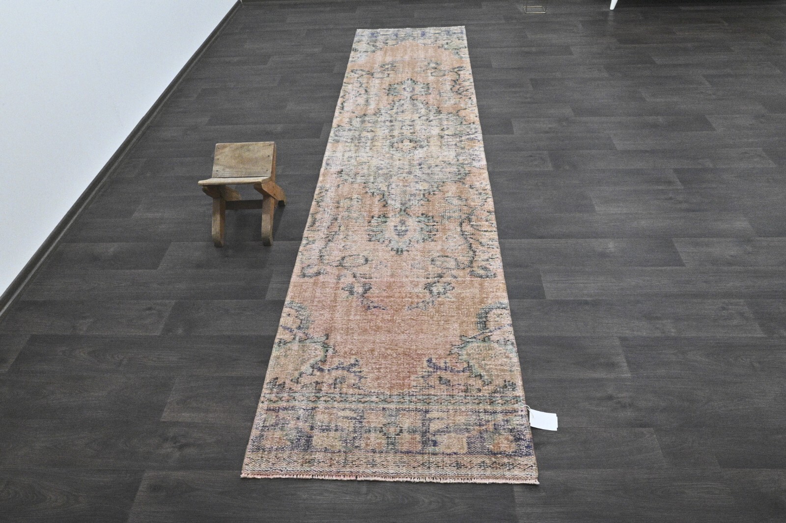 Vintage Turkish Runner Rug 3x11ft Wool Anatolian Handmade Hallway Oushak PEACH gallery