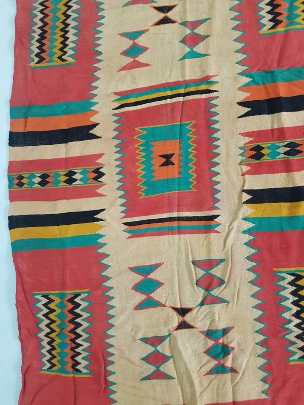 Vintage Handmade Turkish Geometric Traditional Wool Kilim Rug 223x97 cm gallery