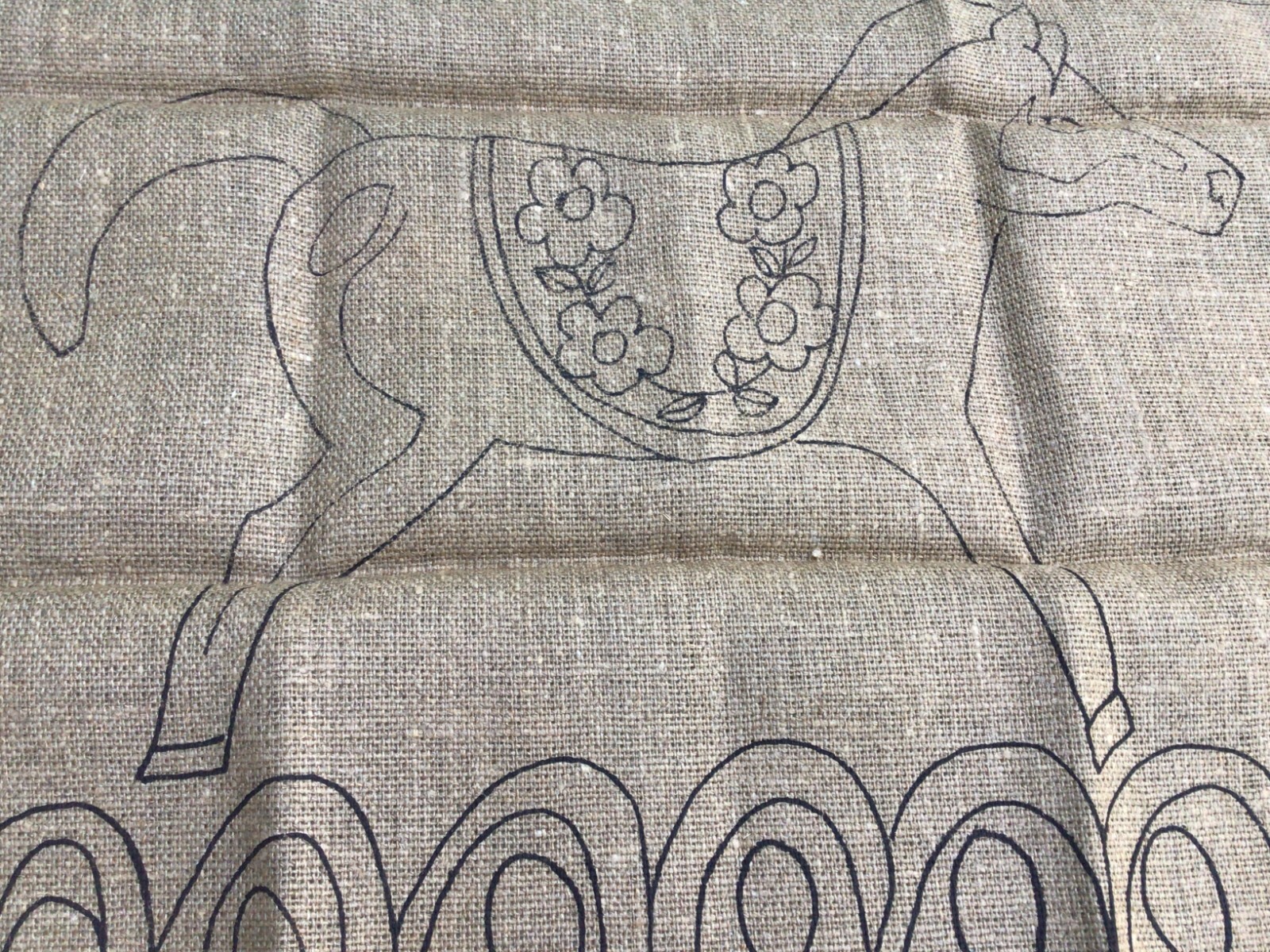 unused punch rug burlap folk art Dala horse gallery