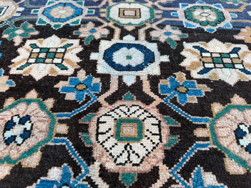 Vintage Turkish Rug 3.2x6.8 Ft Black Handmade Wool Floral Anatolian Area Rug gallery