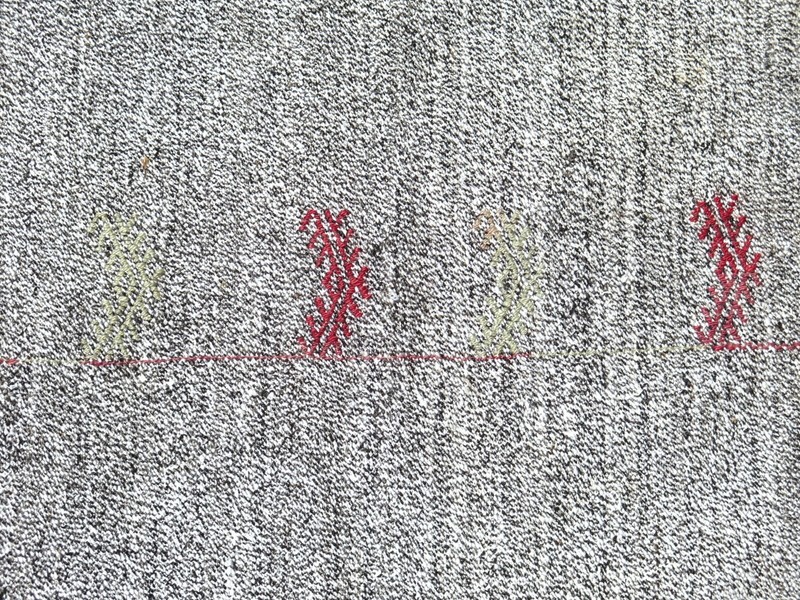 Vintage Minimalist Gray Turkish Rug, Handmade Carpet Kelim 57"x88" gallery