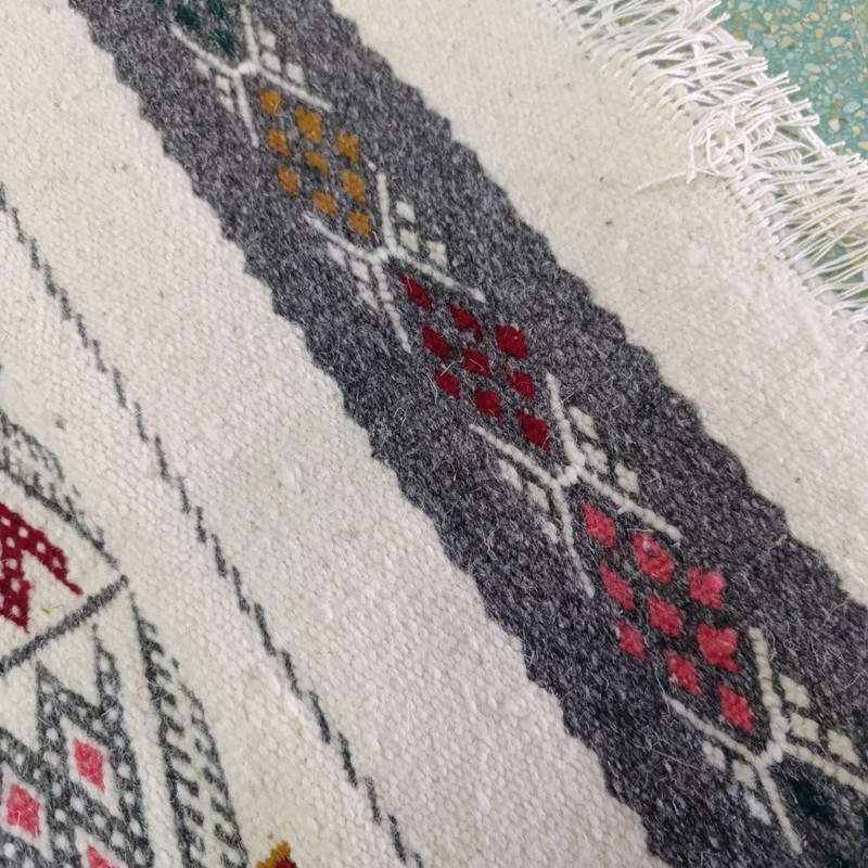 Vintage Handmade Algerian Berber Wool Rug 90x52cm Ghardaia Tribal gallery