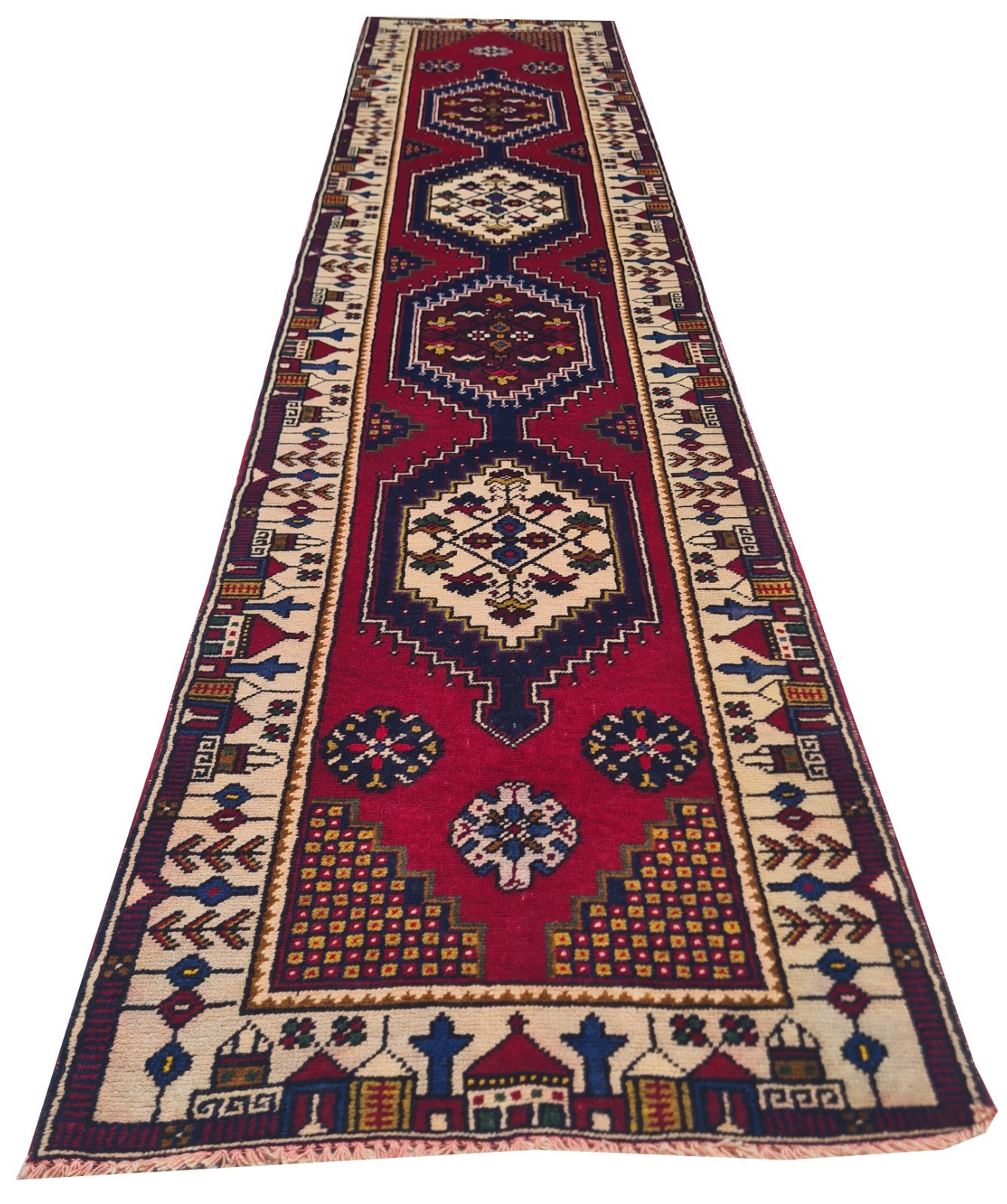 Amazing Hand Knotted Vintage Turkish Wool Area Runner Rug 11 x 3 Ft gallery