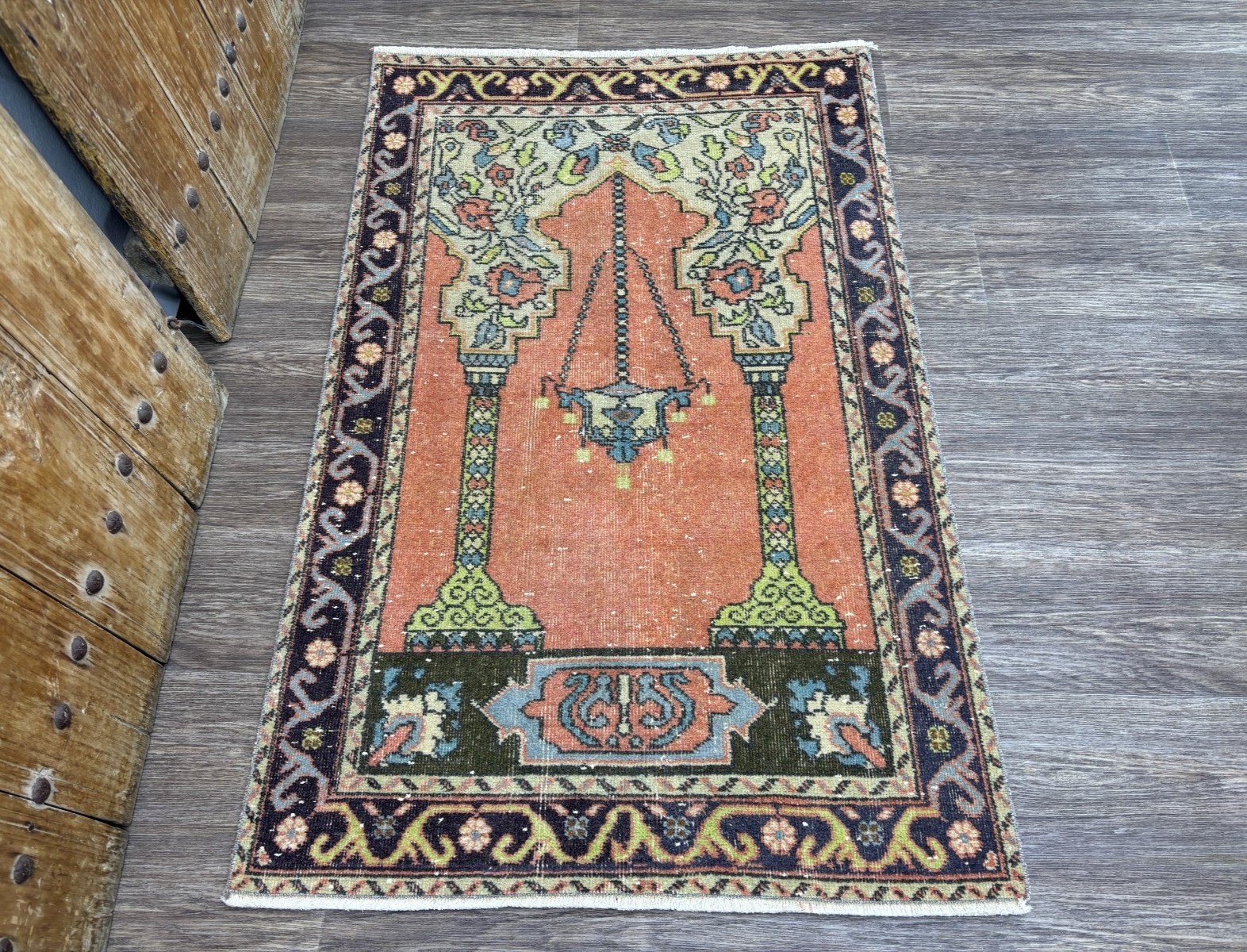 3x5 Terracotta Vintage Turkish Small Area Rug, Hand-Knotted Wool Accent Rug gallery