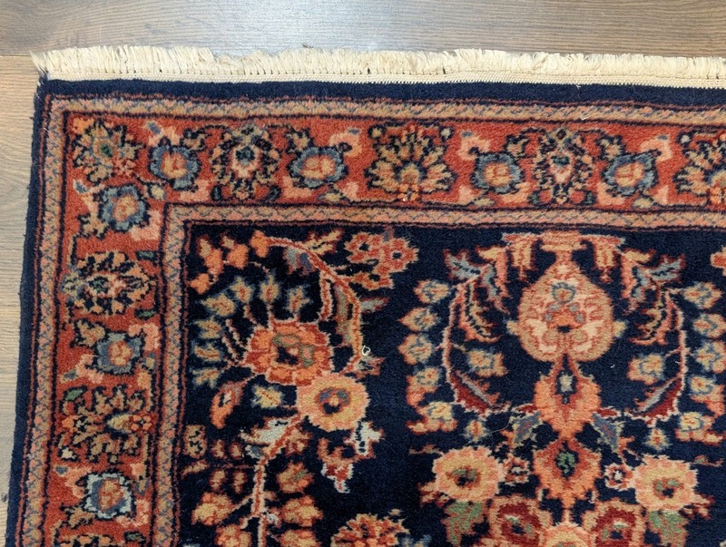 Indo Per'sian Sarouk Mohajaran Runner 3 x 9.4, Navy Blue, Floral gallery