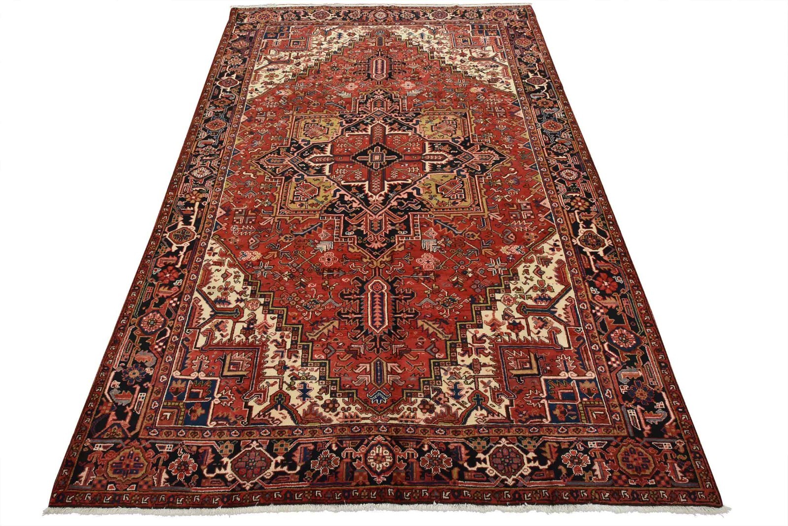 Heriz Rug 8’2” x 11’9” Red Wool Vintage Tribal Hand-Knotted Oriental Carpet gallery