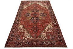 Heriz Rug 8’2” x 11’9” Red Wool Vintage Tribal Hand-Knotted Oriental Carpet