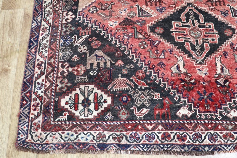 Antique Oriental Qashqai Rug 245x160cm (8’0” x 5’3”) Hand Knotted Tribal Wool gallery
