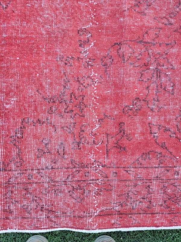 Turkish Rug 64"x108" Hand Woven, Overdyed Isparta Carpet Red gallery