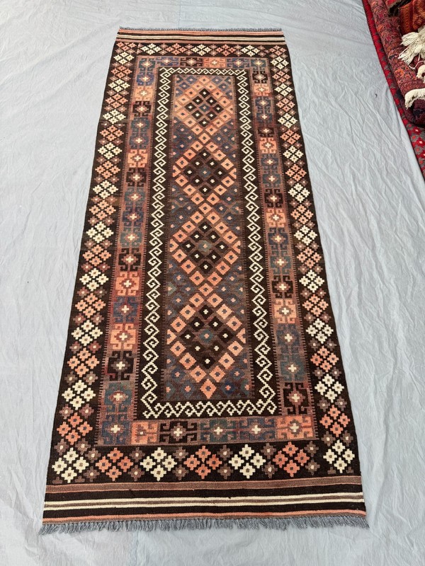 3'4x8'4 ft Vintage Afghan Kilim Runner Handwoven Geometric Tribal Kitchen Rug gallery