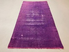 Old tribal Distressed Overdyed Vintage Turkish Wool Rug 194×102 cm Medium