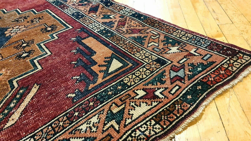 Bohemian Antique Cr1940-1950's Wool Pile Natural Dye Oushak Area Rug 5×9ft gallery