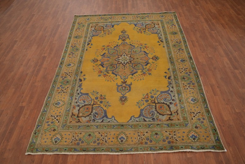 Distressed Traditional Wool Vintage Area Rug 7x10 ft Hand-knotted Orange Carpet gallery