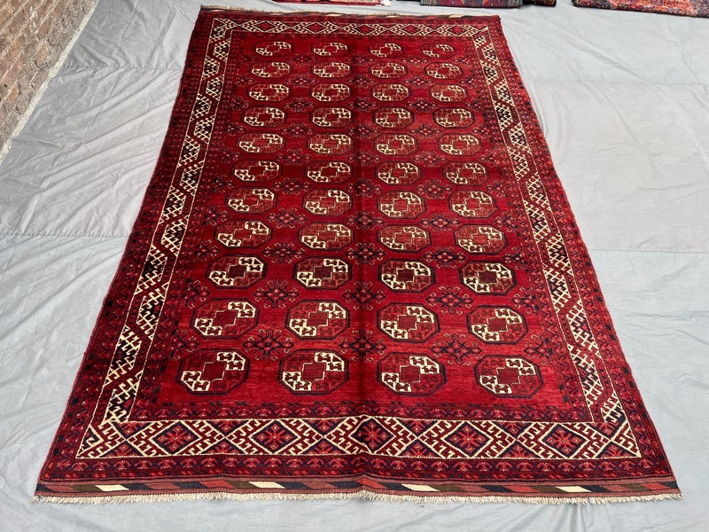 7x11 Red Vintage Turkmen Afghan Large Area Rug Hand Knotted Wool Tribal Hall gallery