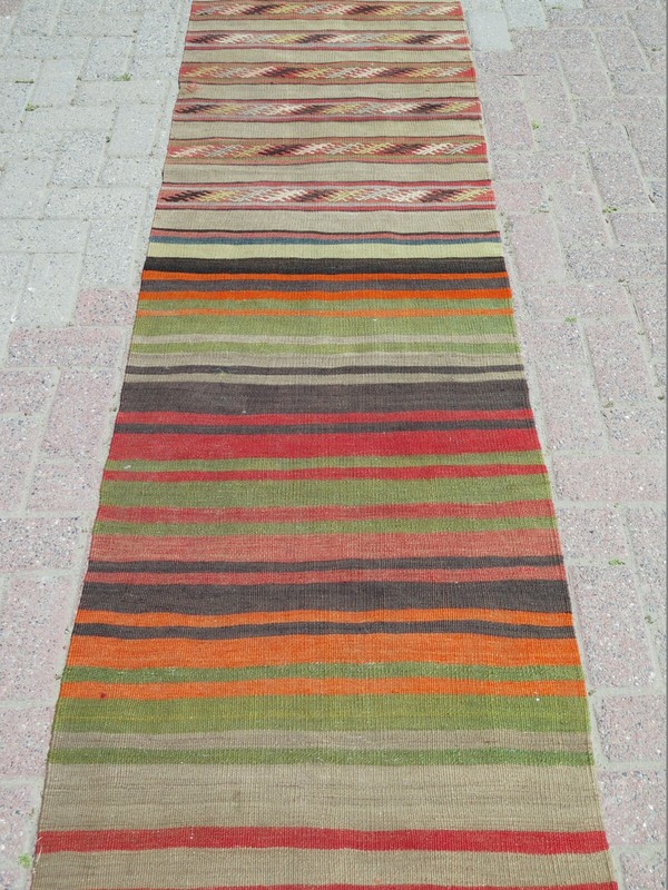 Rug Runner, Stair Rug Vintage Turkish Kilim Runner Hallway Rugs Long Rug 26X103" gallery