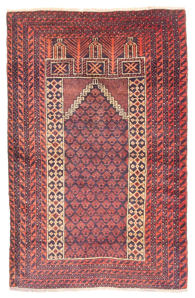 Vintage Hand-Knotted Area Rug 2'10" x 4'2" Traditional Oriental Wool Carpet