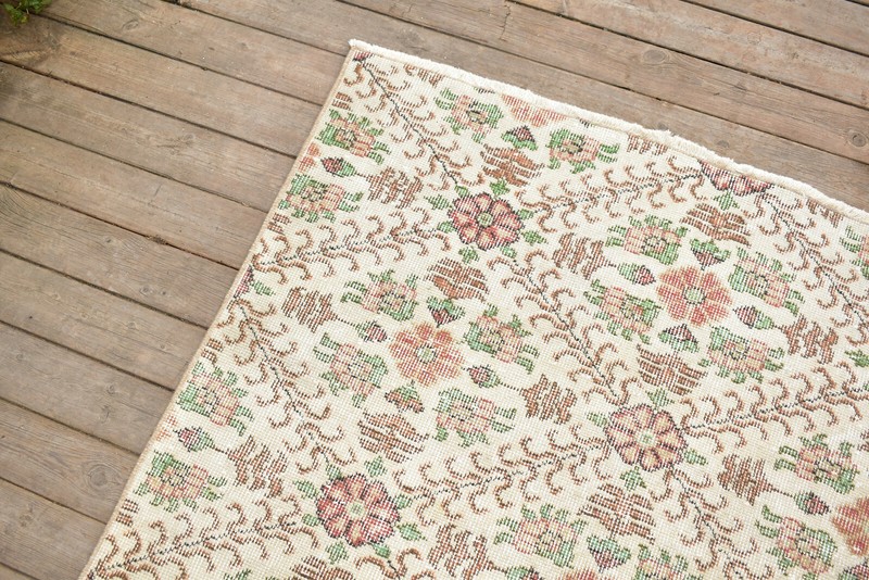 Turkish Rug 44''x79'' Vintage Muted Fashion Floral Beige Rug Carpet 3'7''x6'6'' gallery
