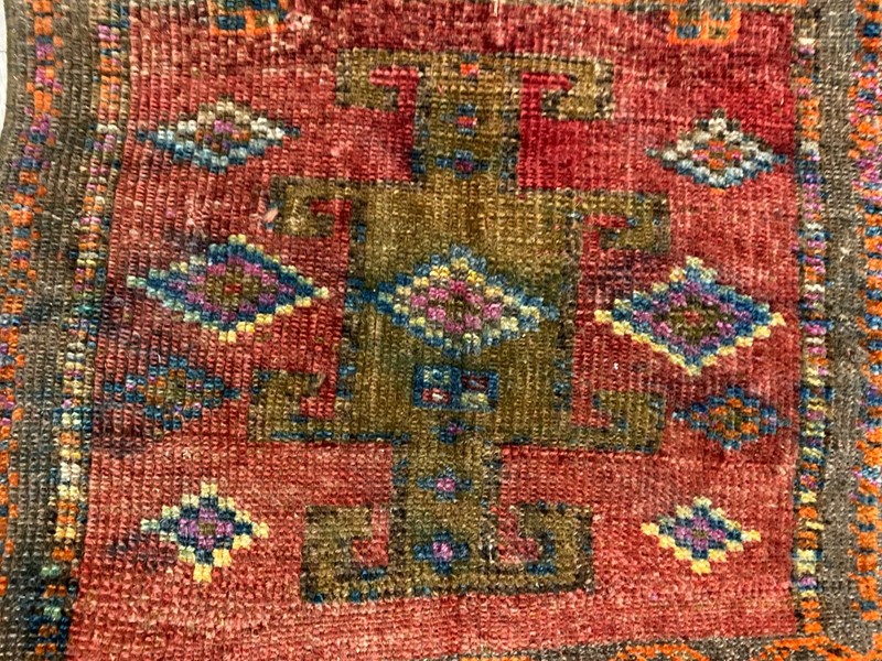 Ethnic Pink Anatolian Tribal Rug Handwoven Turkish Wool Boho Rug 1.5 x 1.9 ft gallery