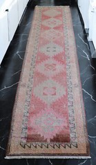 Turkish Runner Rug, Hand Made Rug, Tribal Wool Rug, PINK Runner Rug 3 x 11 ft