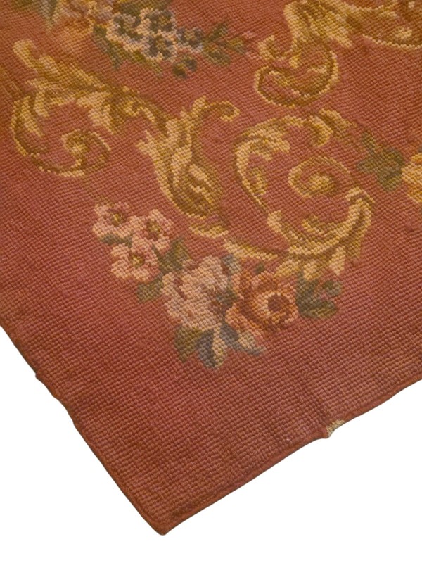 Antique Wool Needlepoint Aubusson Floral Rug 4x6 Handmade Tapestry Rhombus Shape gallery