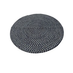 Round 3 ft Braided Area navy and white wool rug