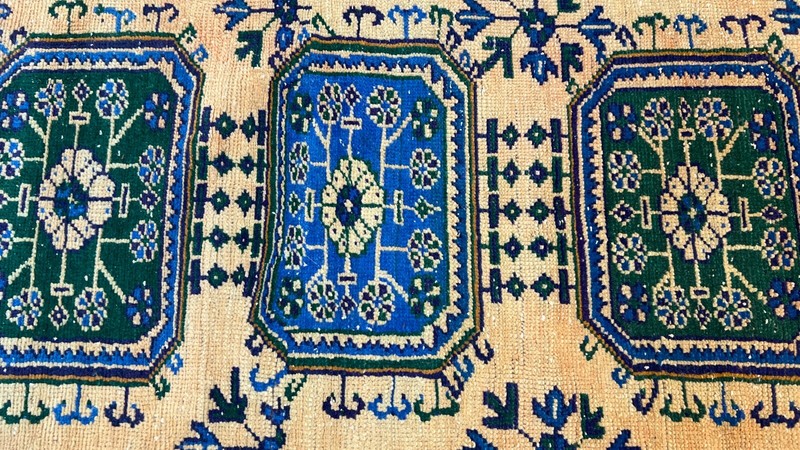 2.6 x 9.6 ft Yellow Rug, Blue Rug, Handmade Runner Rug, Oushak Runner Rug gallery