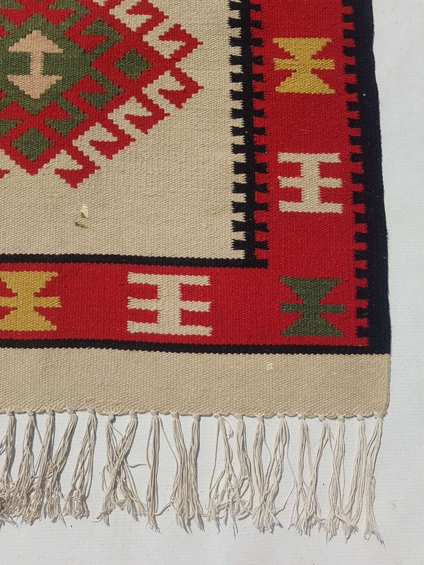 Fine Vintage Traditional Hand Made Oriental Wool Red Kilim Rug 159x79cm gallery