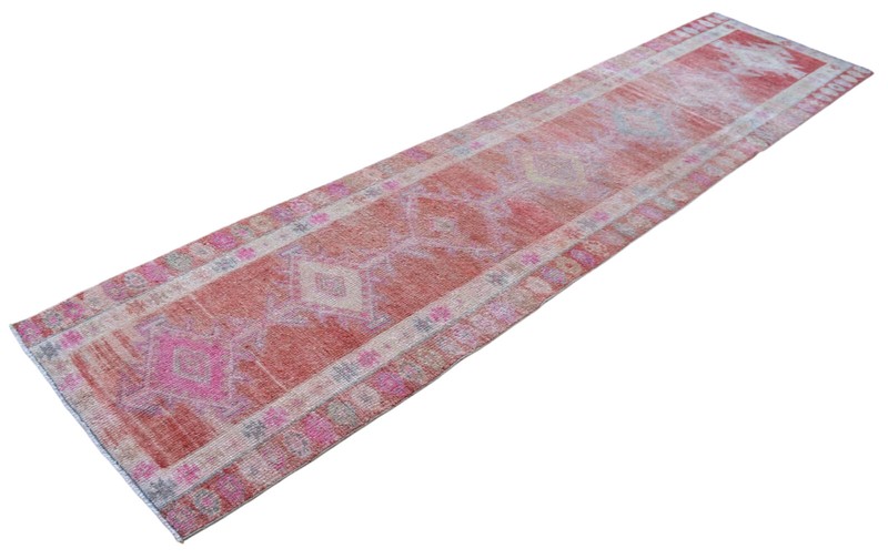 3x10 Runner Turkish Rug HandMade MUTED COLOR Hallway Rug Kitchen Decor Rug PINK gallery