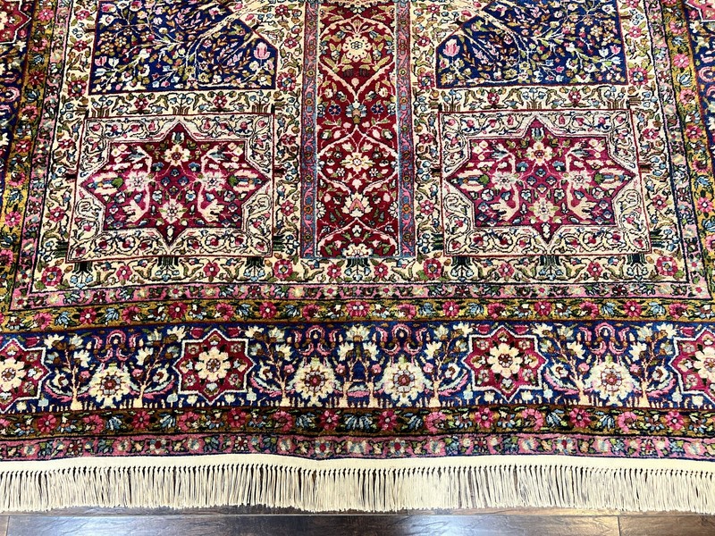 Kirman Lavar Rug 8x9 Antique Carpet Colorful 1920s Handmade Wool Rug 200 KPSI gallery
