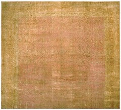 Antique Indian Agra Carpet 15’×19’6″ Dusty Rose Floral, Beige Border, Circa 1890