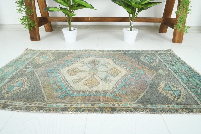 Turkish Door Mat Small Rug 2x3 Hand-Knotted Vintage Oushak Mini Rug Carpet,878 gallery