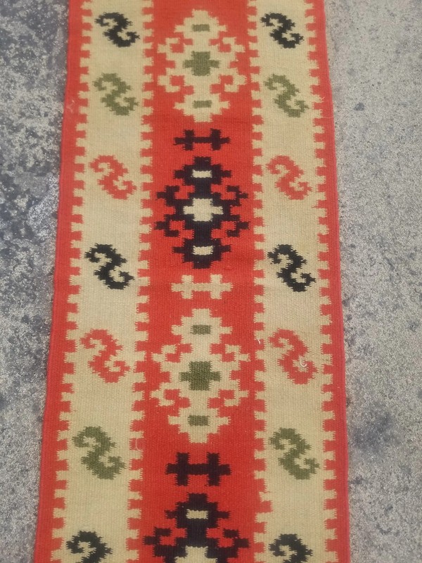 Fine Vintage Traditional Handmade Turkish Wool Multicolor Kilim 3.9x1.3 ft gallery