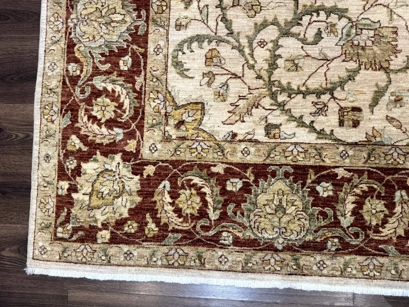 Pakistani Rug 9x12 Floral Allover Peshawar Chobi Beige Rust Red Traditional gallery