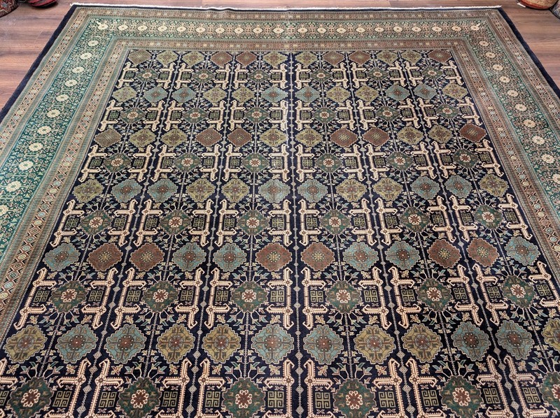 Navy Blue Per'sian Ta'briz Rug 10x12, Fine 360 KPSI, Allover Pattern gallery