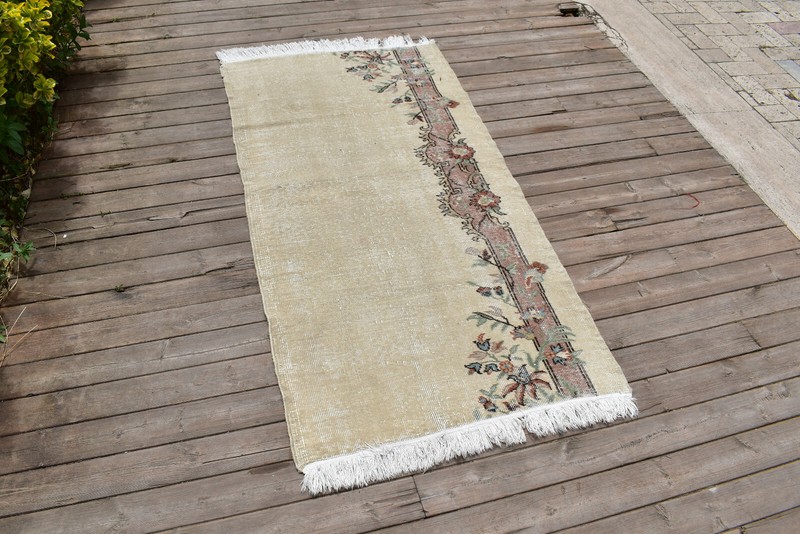 Turkish Rug 31''x62'' Oushak Light Muted Color Primitive 2x5 Rug Carpet 81x158cm gallery