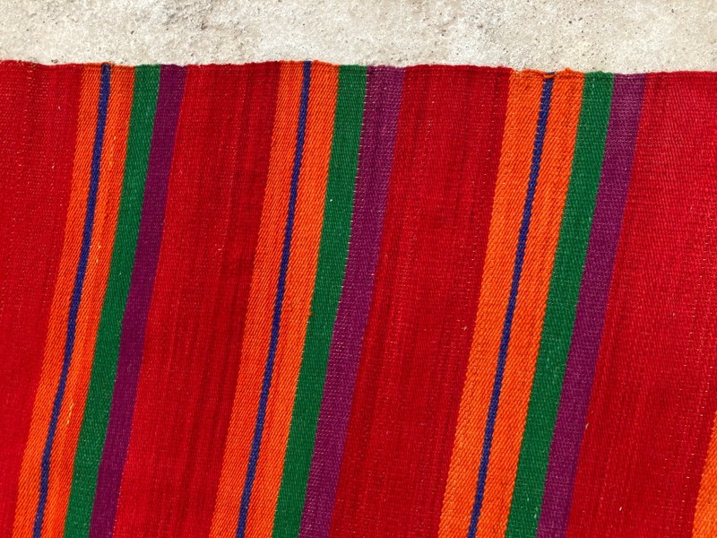 Vintage Traditional Handmade Geometric Striped Kilim Floor Rug Carpet 197x194 cm gallery