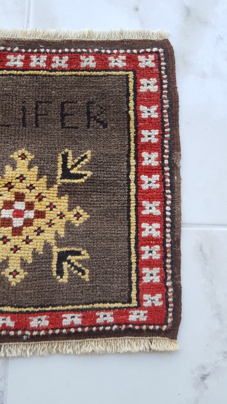 SQUARE Antique Rug Flowers Handmade Wool Rug Antiq Lotus Motif FREE SHİPPİNG .! gallery