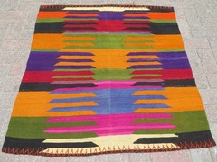 Colorfull Turkish Kilim, Handmade Wool Boho Kelim Rug, Bedroom Home Rug 41″X43″