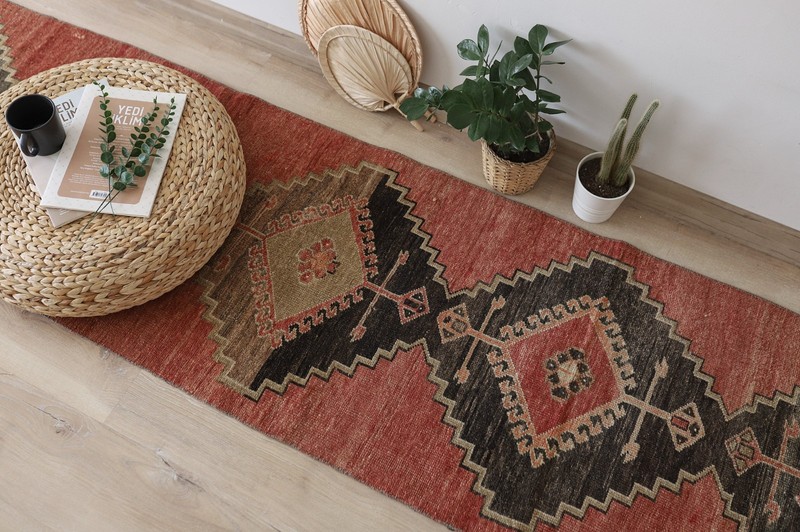 2x12 Vintage Oushak Runner Rug, Hand Knotted Wool Hallway Rug,Boho Runner, gallery