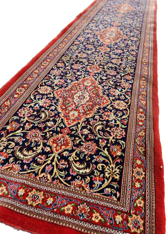 2'8"X13'4" NEW FINE HAND-KNOTTED PERSAN TABRIZI QOUM VINTAGE WOOL RED RUG RUNNER gallery