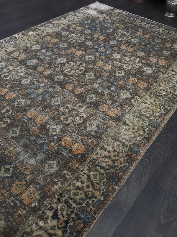 4.5x7.1 Large Vintage Brown Turkish Oushak Rug gallery