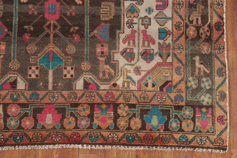 Handmade Vintage Wool Carpet Brown Tribal Area Rug 5x10 Ft Hallway Oriental Rug gallery