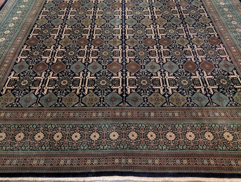 Navy Blue Per'sian Ta'briz Rug 10x12, Fine 360 KPSI, Allover Pattern gallery