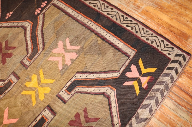 Vintage Decorative Turkish Anatolian Kars Kilim Gallery Size 6'3''x14'8'' gallery