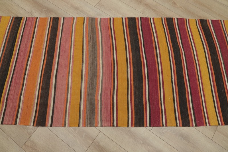 Tribal Striped Hand Knotted Kilim Runner Rug Cappadocia Vintage Carpet 3x11ft gallery
