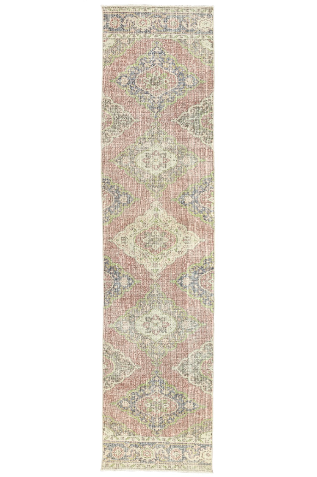 Vintage Turkish Oushak Runner – Organic Wool – Muted Coral Tones – 2'8" x 12'10" gallery