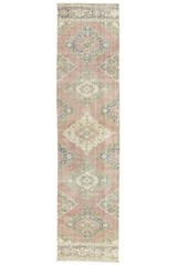 Vintage Turkish Oushak Runner – Organic Wool – Muted Coral Tones – 2’8″ x 12’10”