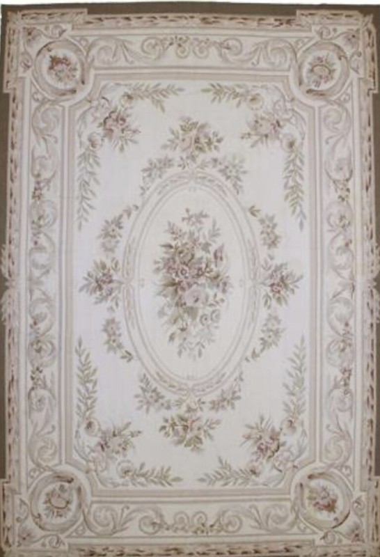 11 X 16 Huge Aubusson Needle Point Wool Hand Crafted Area Rug Rare White, Ivory gallery