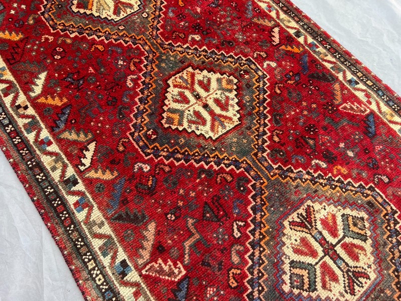 Red Turkish 3x10ft Vintage Hand Knotted Wool Runner Rug Tribal Medallion Carpet gallery